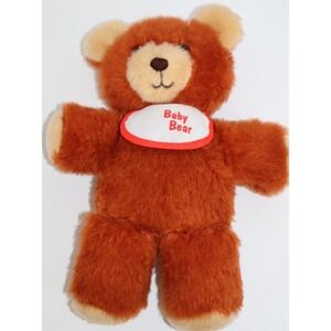 Vintage Fisher Price Toys 1984 Baby Bear Teddy Brown Stuffed Plush with Bib